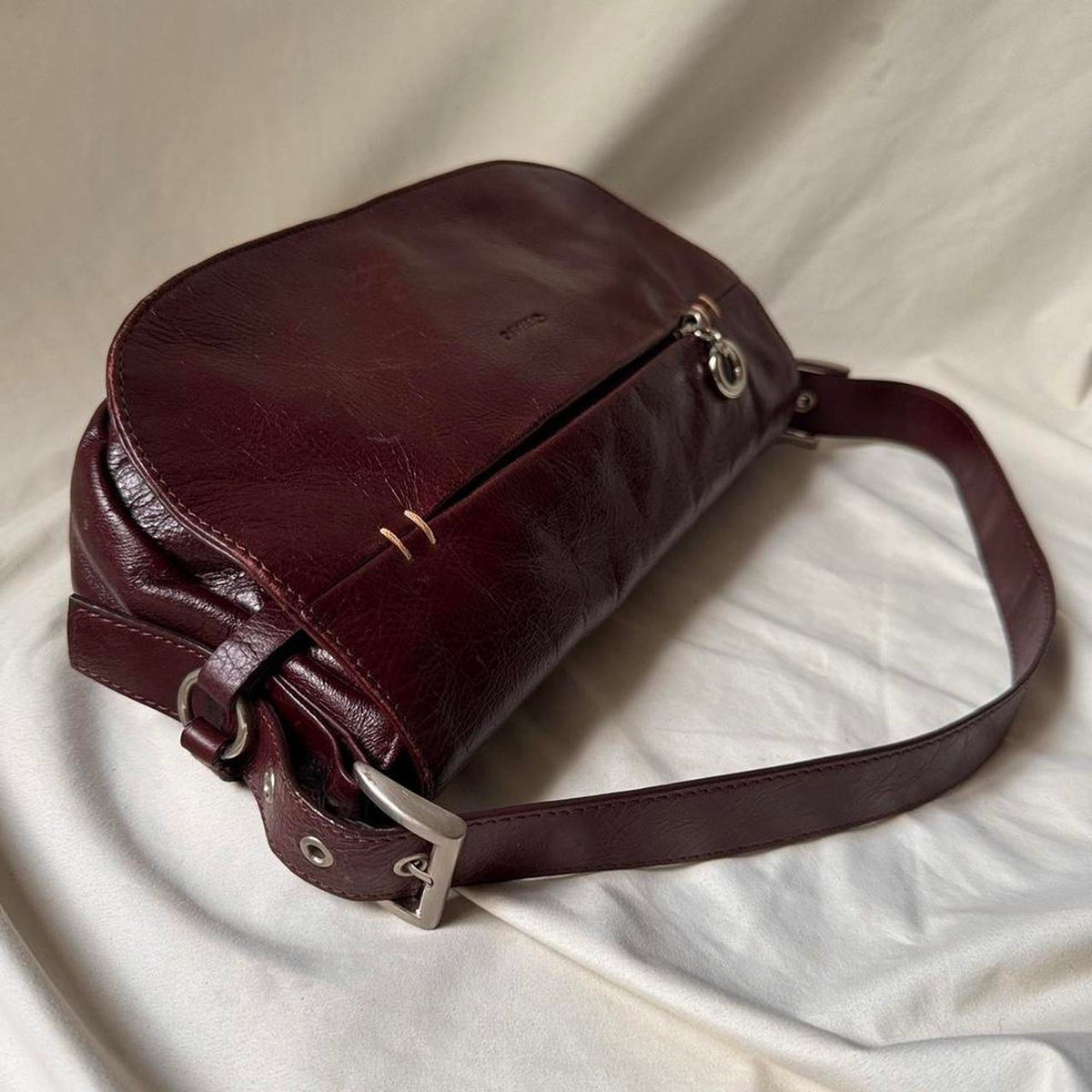 Vintage Patent Burgundy Shoulder Bag