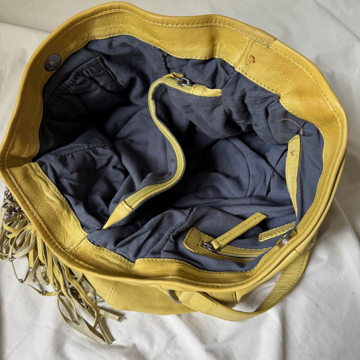 Large Pale Green Yellow Hobo Bag with Chunky Chain Hardware