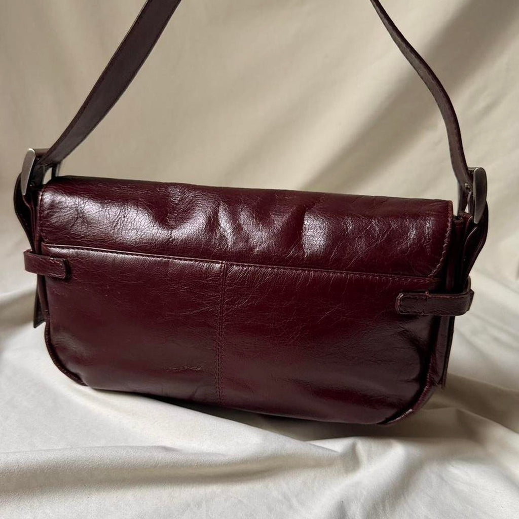 Vintage Patent Burgundy Shoulder Bag