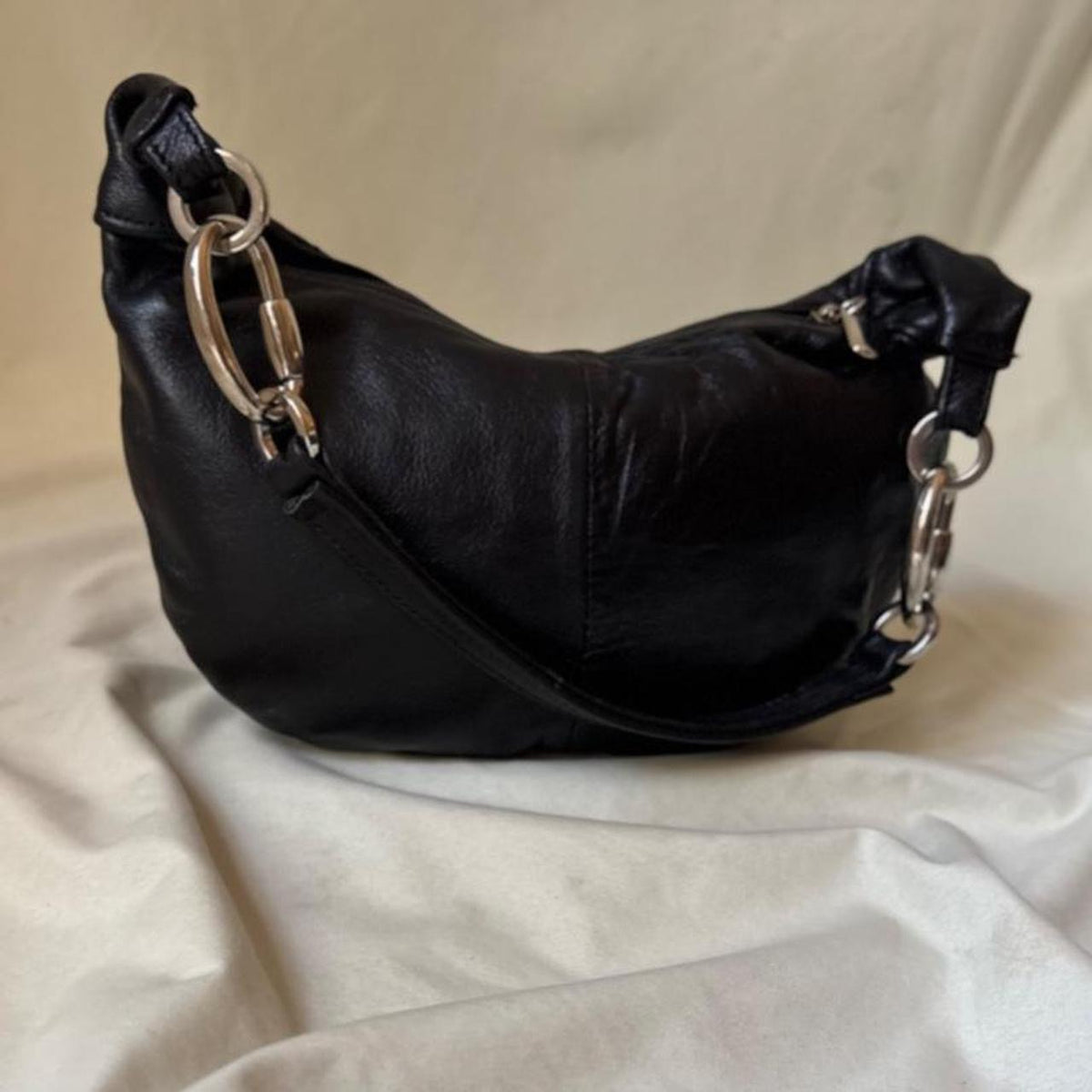 Y2K mini leather bag with carabiners