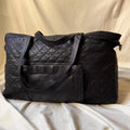 Y2K large black leather hold-all weekender bag