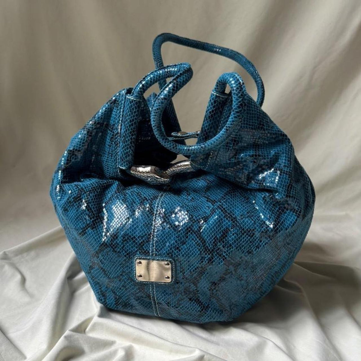Y2K Oversized Faux Leather Mock Croc Hobo Bag