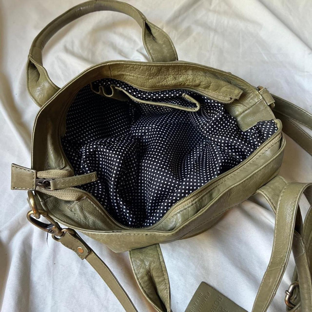 Vintage Pale Green Leather Mini Hobo Bag
