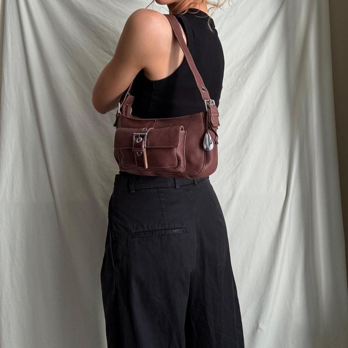 Vintage rose, burgundy leather going out bag.