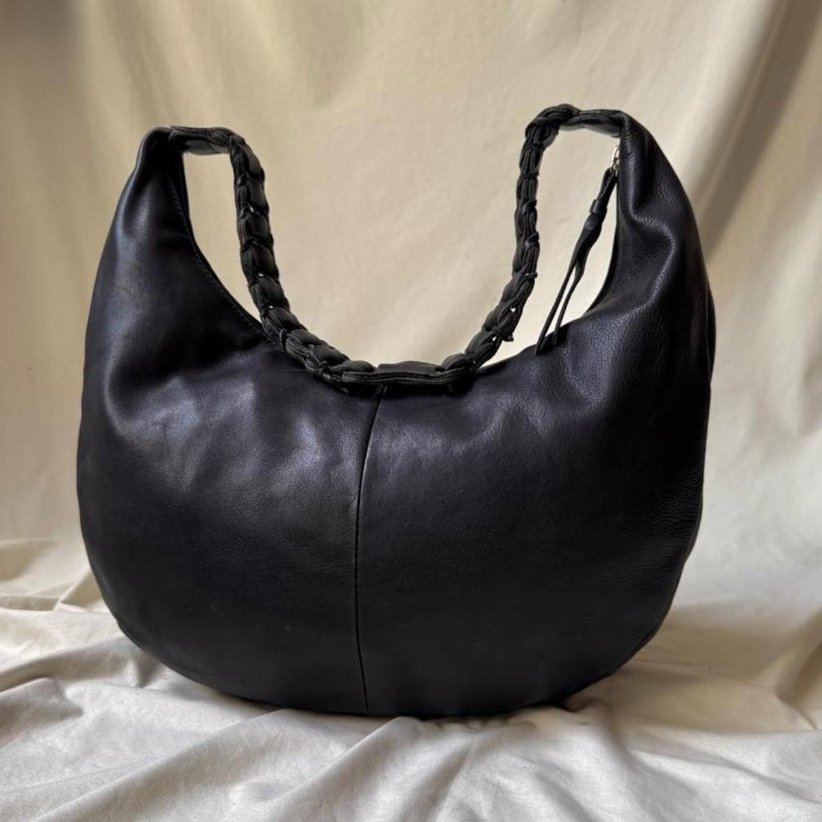 Vintage Black Leather Hobo Bag