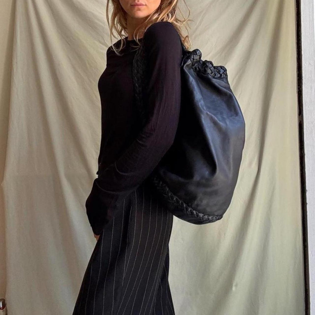 Vintage 90s Large Leather Duffle Bag