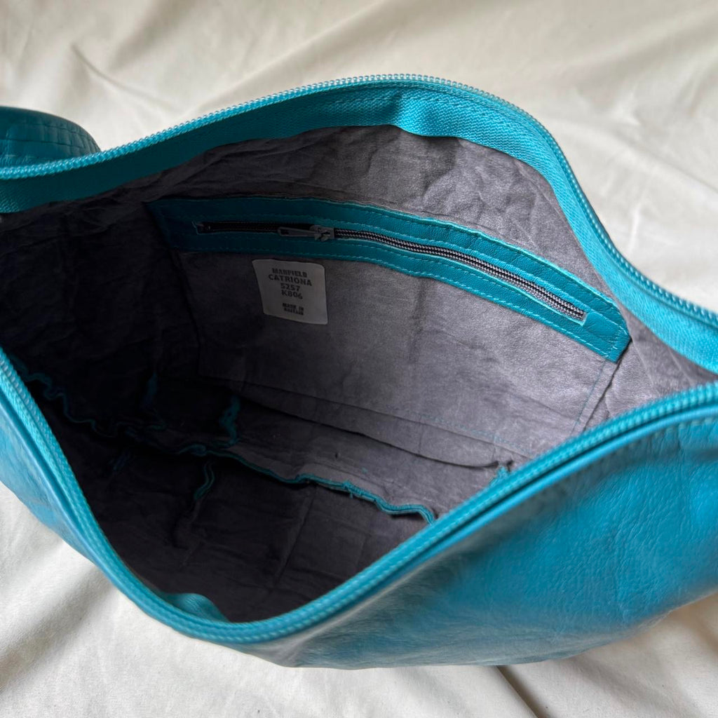 Vintage 80s 90s aqua leather crossbody bag
