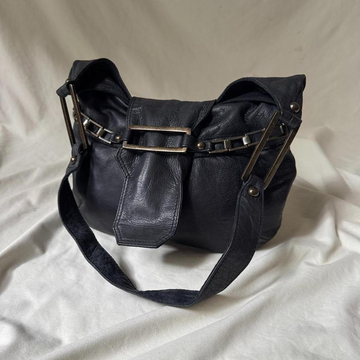 Vintage Y2K Navy Leather Going Out Bag