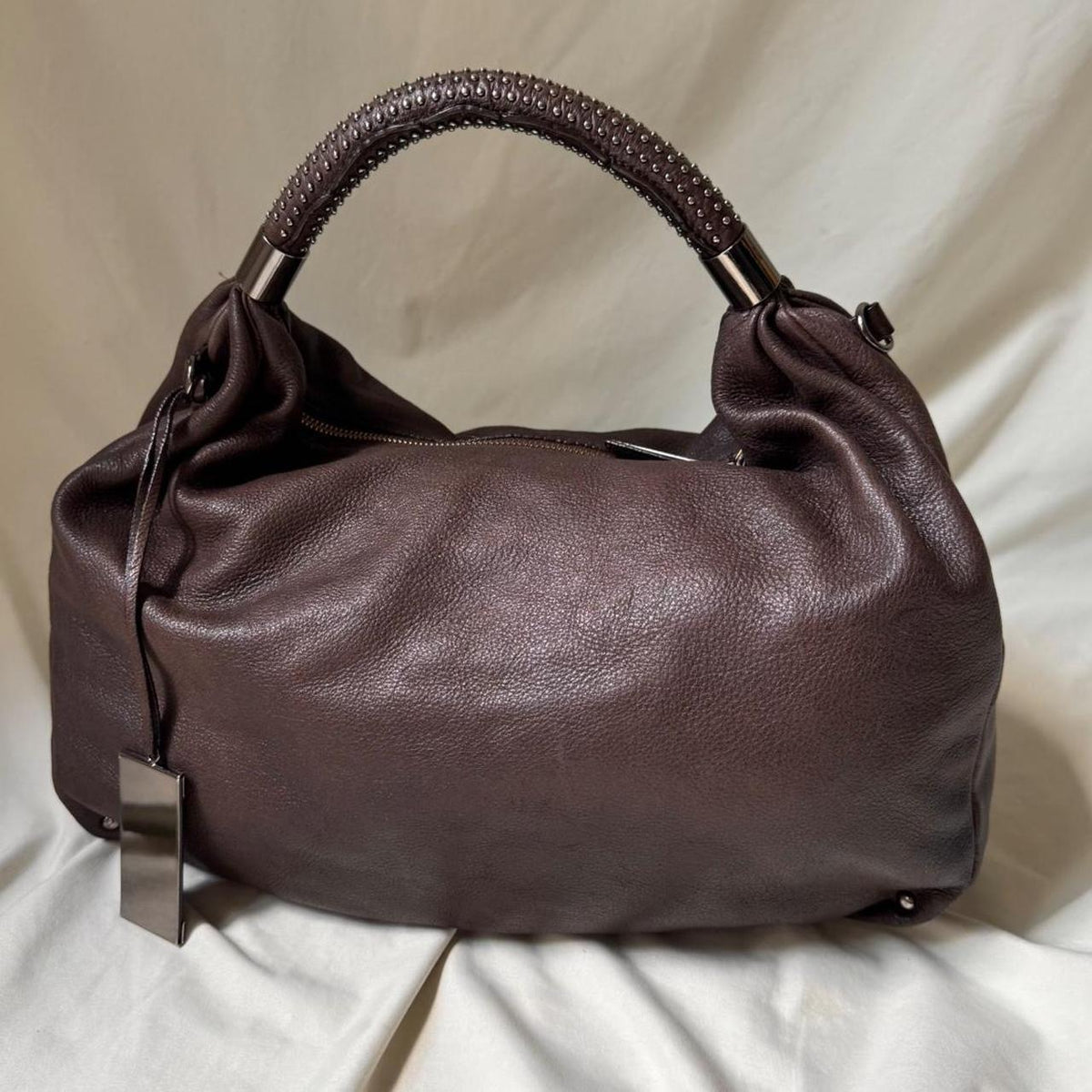 Vintage Slouchy Chestnut Brown Leather Hobo Bag