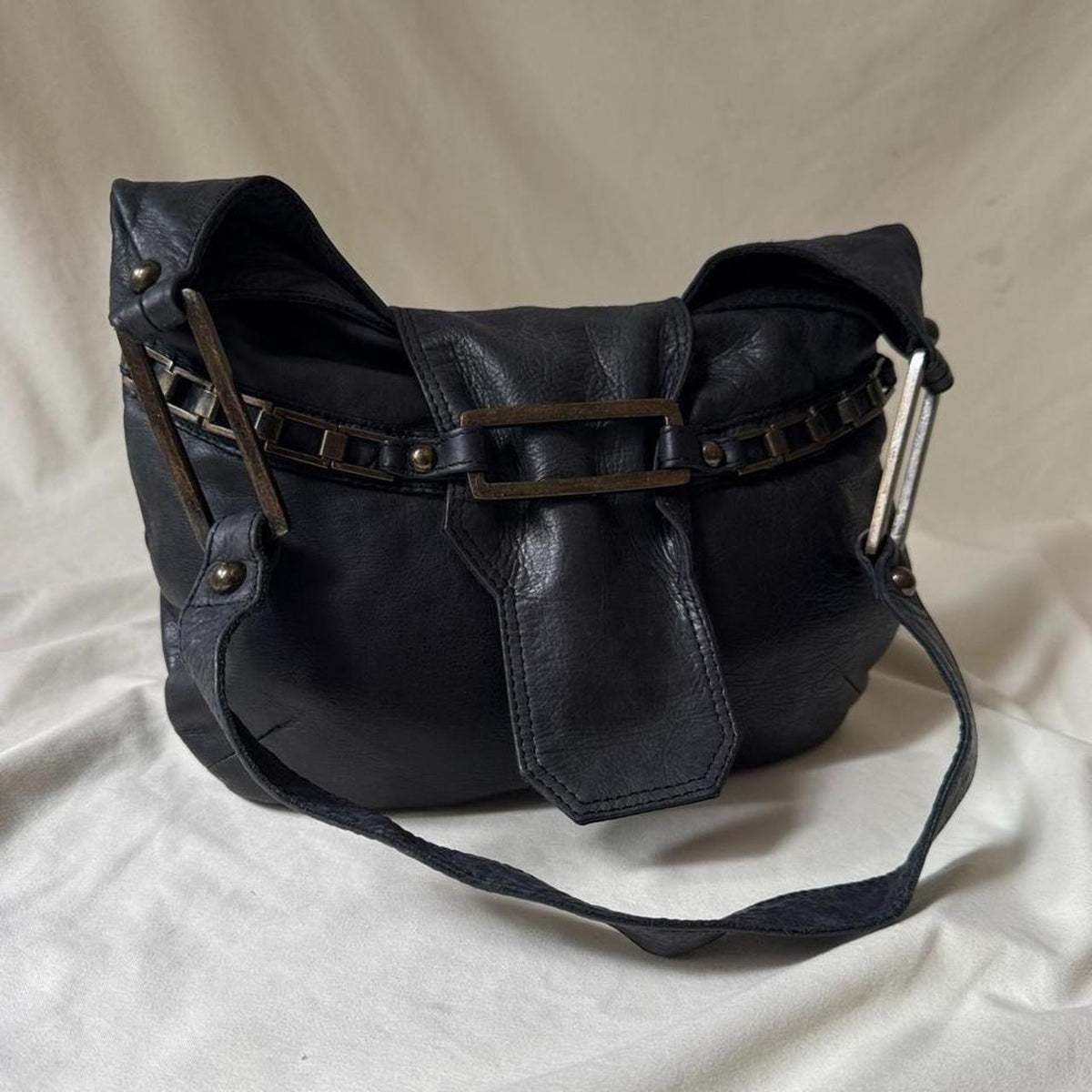 Vintage Y2K Navy Leather Going Out Bag