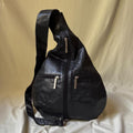 Vintage Black Leather Crossbody Sling Bag