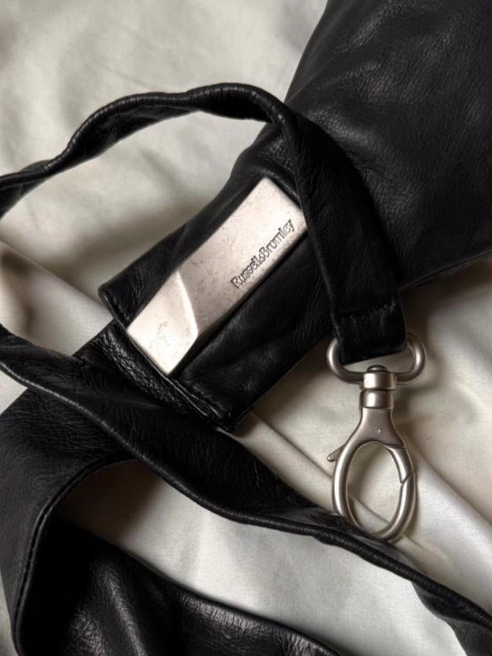 Vintage Black Leather Crossbody Sling Bag