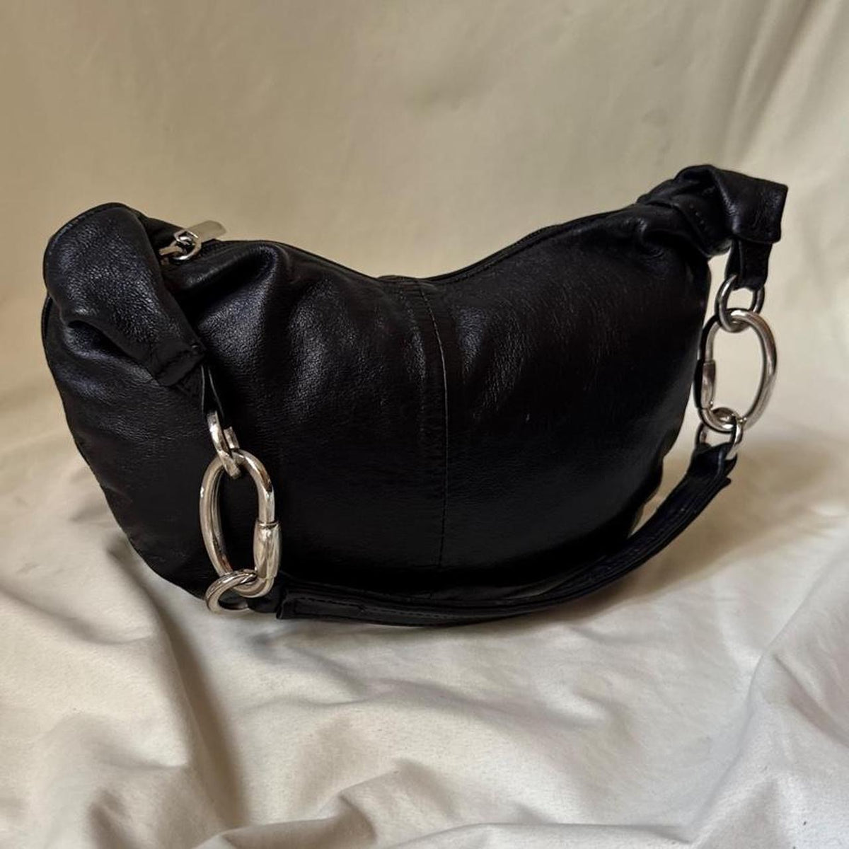 Y2K mini leather bag with carabiners
