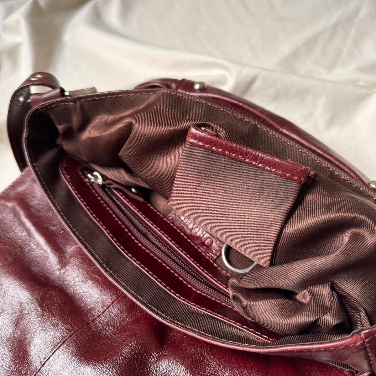 Vintage Patent Burgundy Shoulder Bag