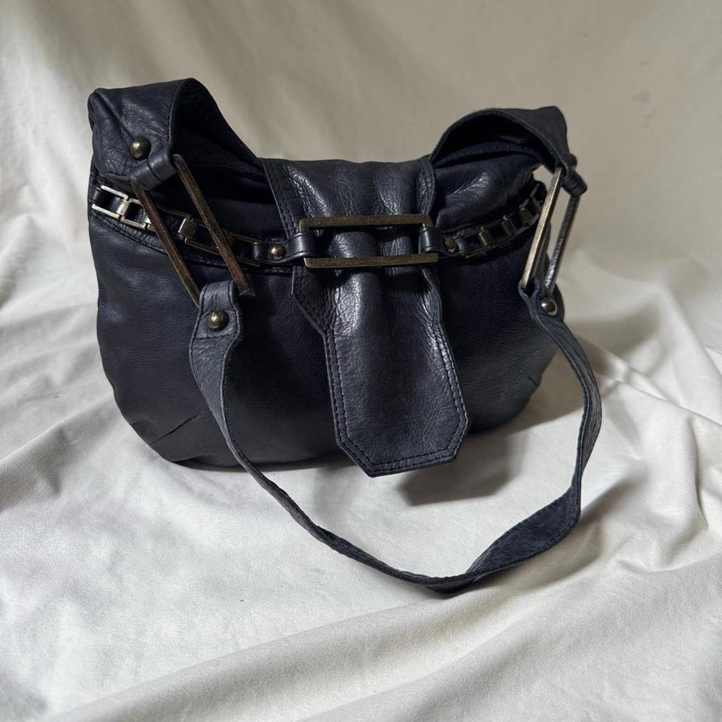 Vintage Y2K Navy Leather Going Out Bag