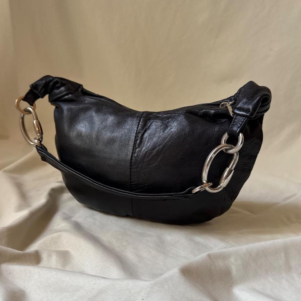 Y2K mini leather bag with carabiners