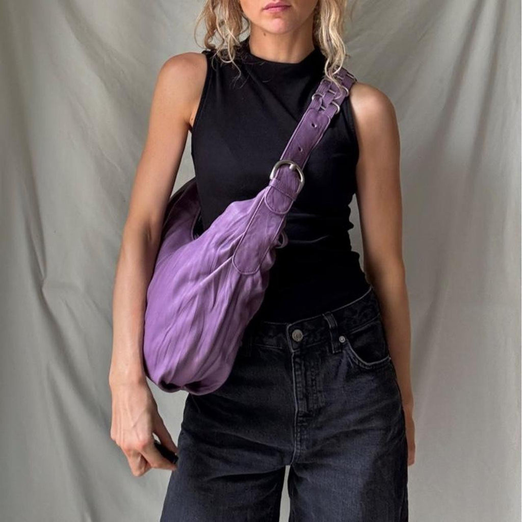 Vintage Purple Leather Crossbody Bag