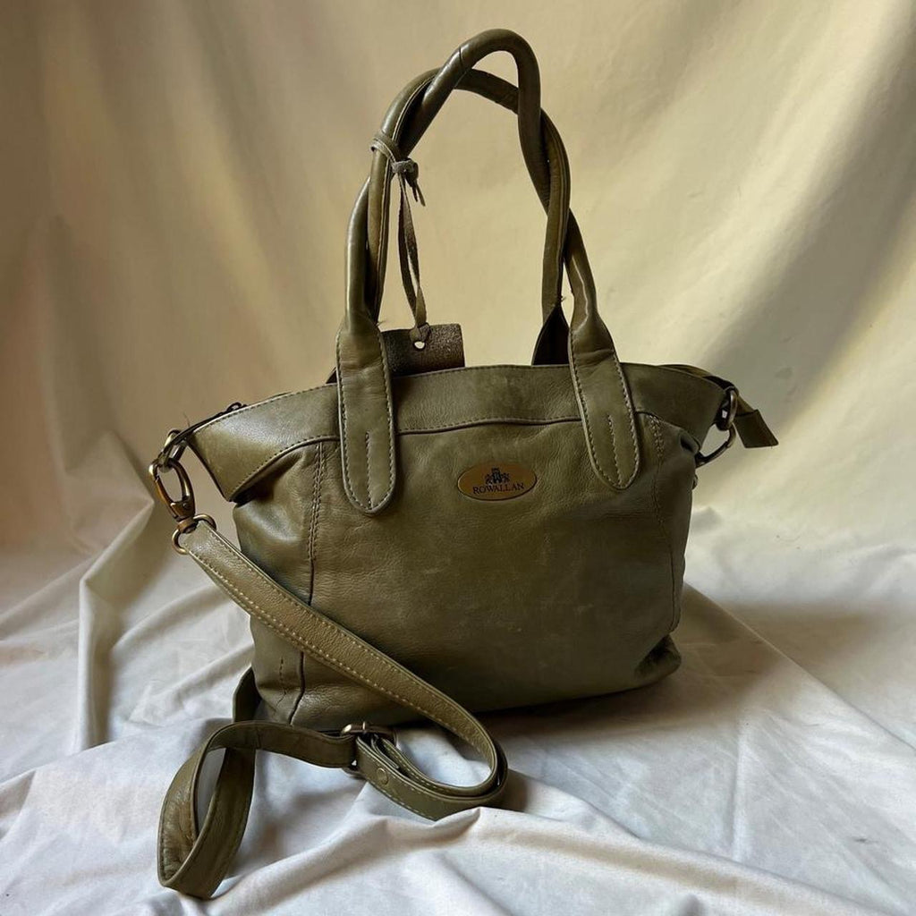 Vintage Pale Green Leather Mini Hobo Bag