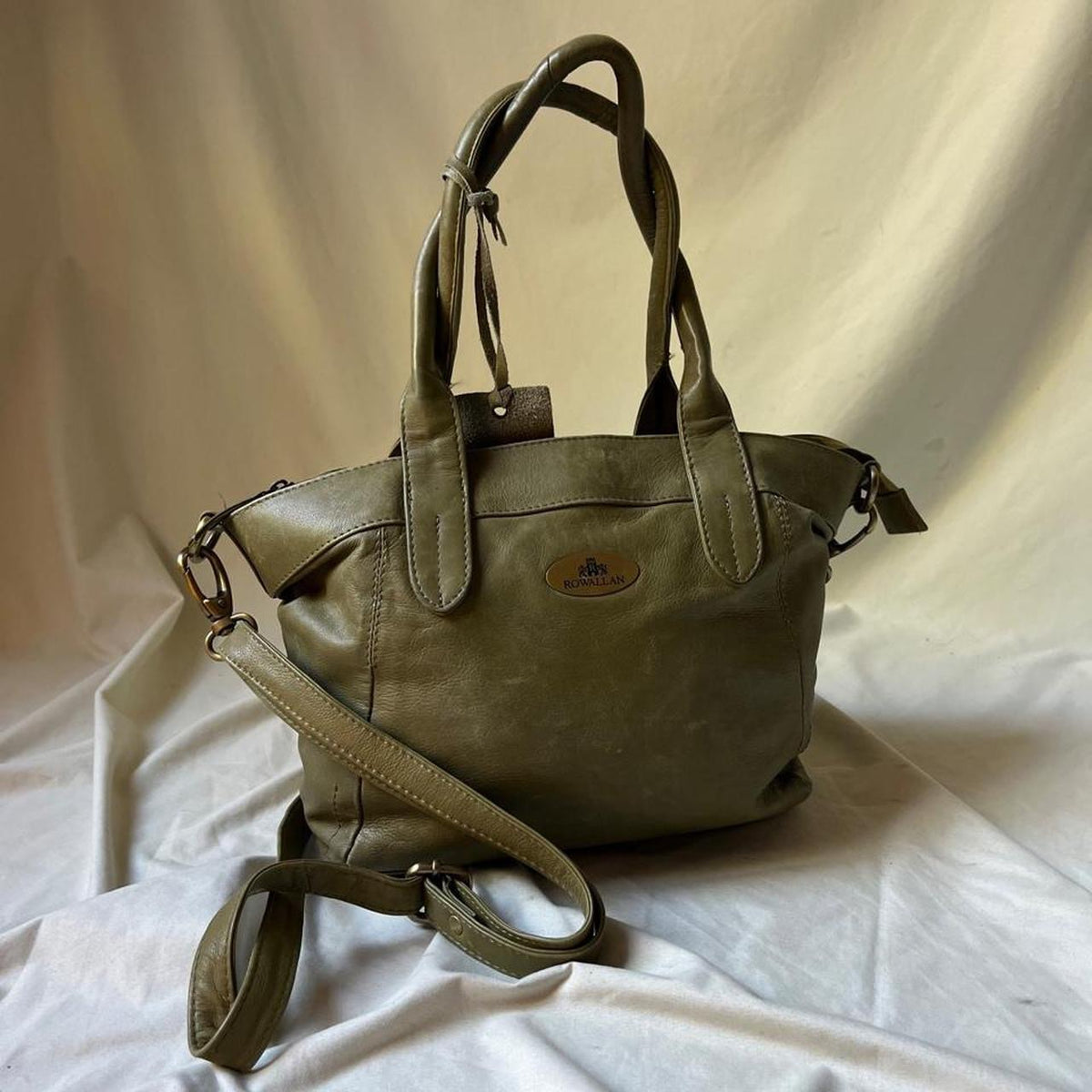 Vintage Pale Green Leather Mini Hobo Bag