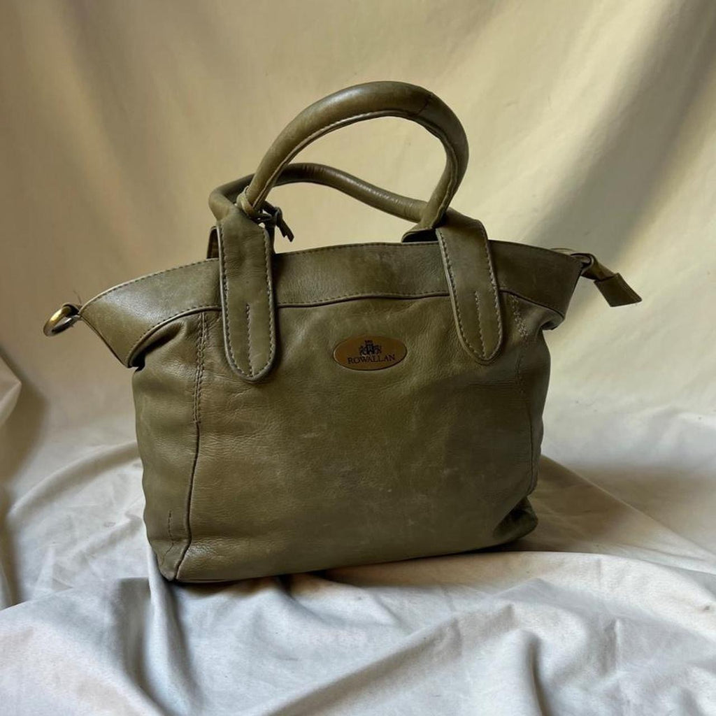 Vintage Pale Green Leather Mini Hobo Bag