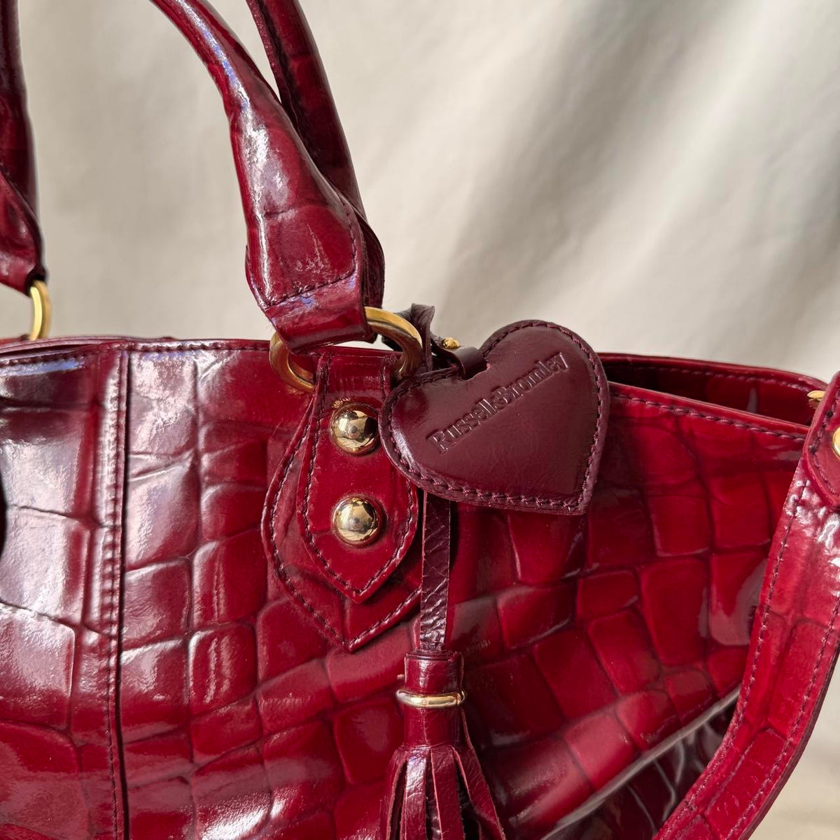Vintage Red Patent Heart Tote Bag