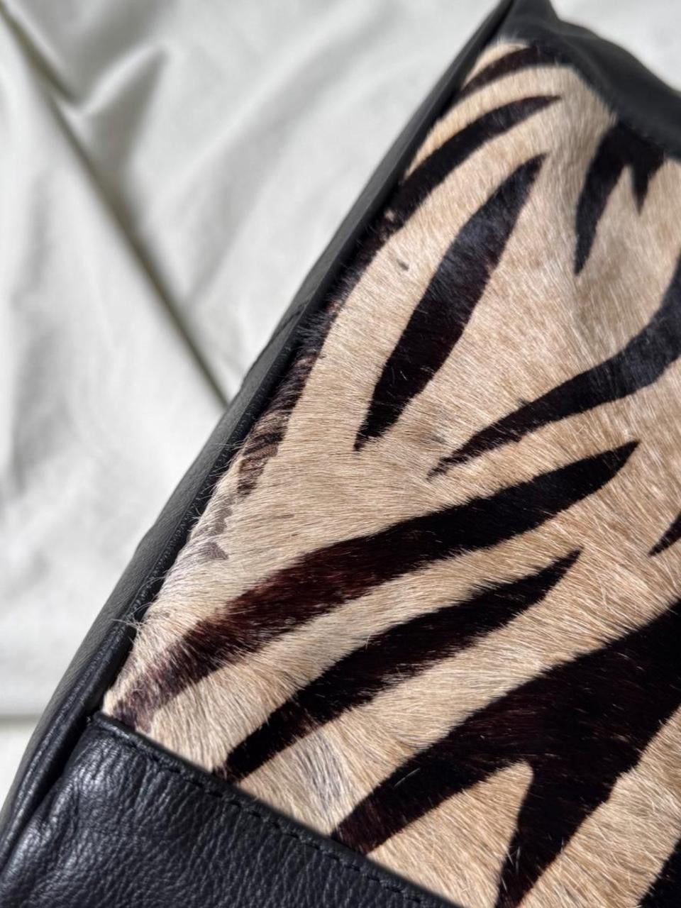 Pony Hair Zebra Leather Slouch Bag