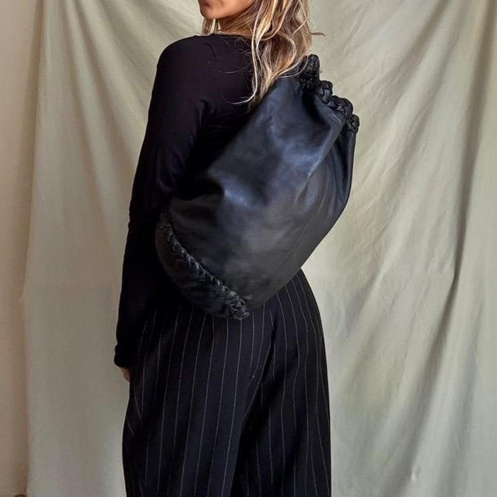 Vintage 90s Large Leather Duffle Bag