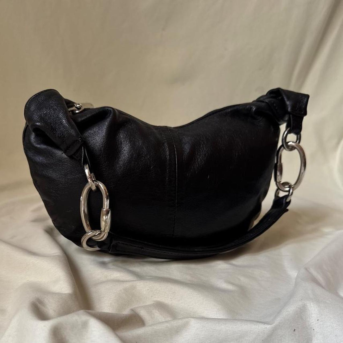 Y2K mini leather bag with carabiners
