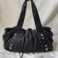 Vintage Black Studded Leather Dumpling Bag