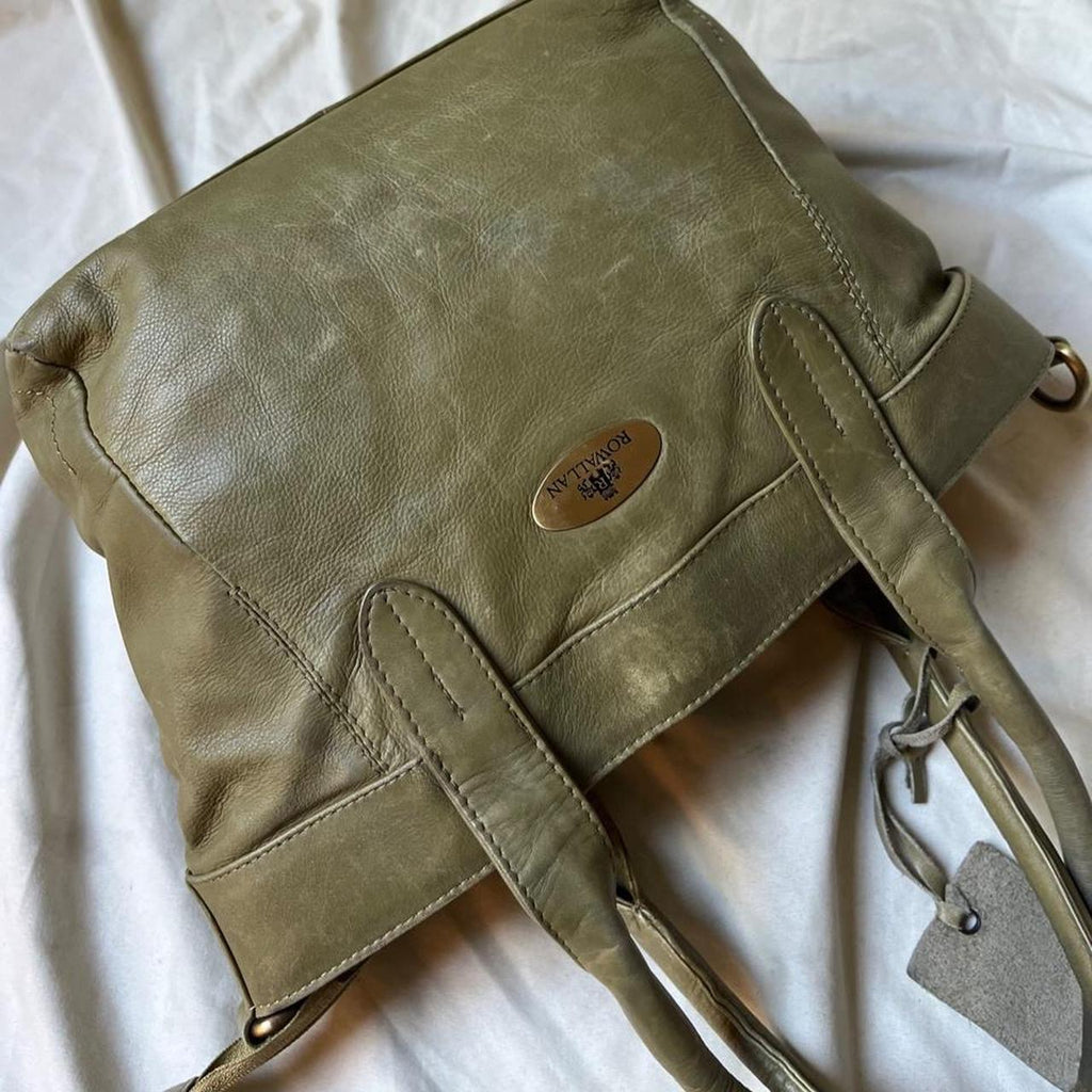 Vintage Pale Green Leather Mini Hobo Bag