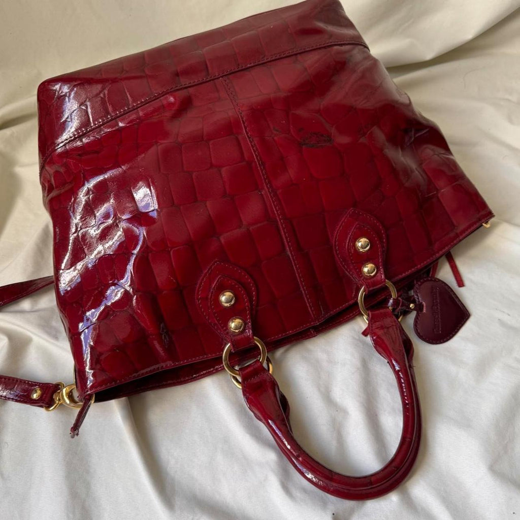 Vintage Red Patent Heart Tote Bag