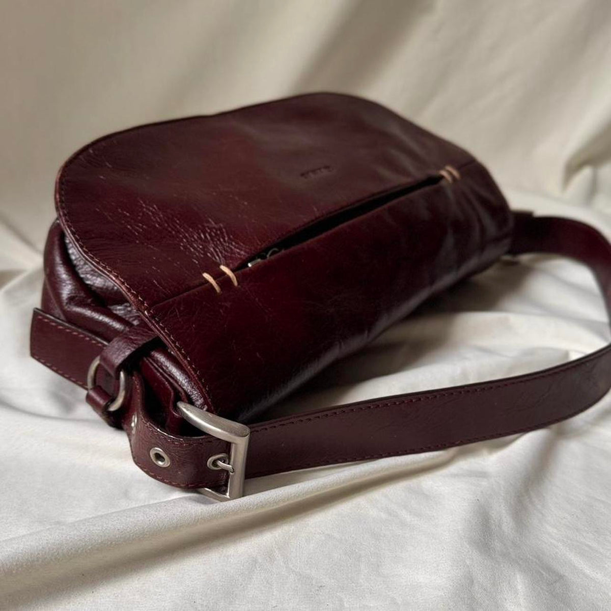 Vintage Patent Burgundy Shoulder Bag