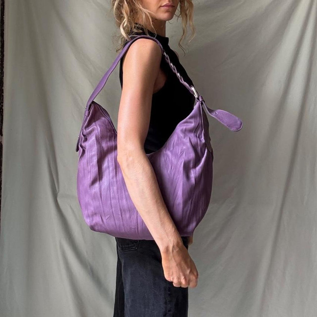 Vintage Purple Leather Crossbody Bag