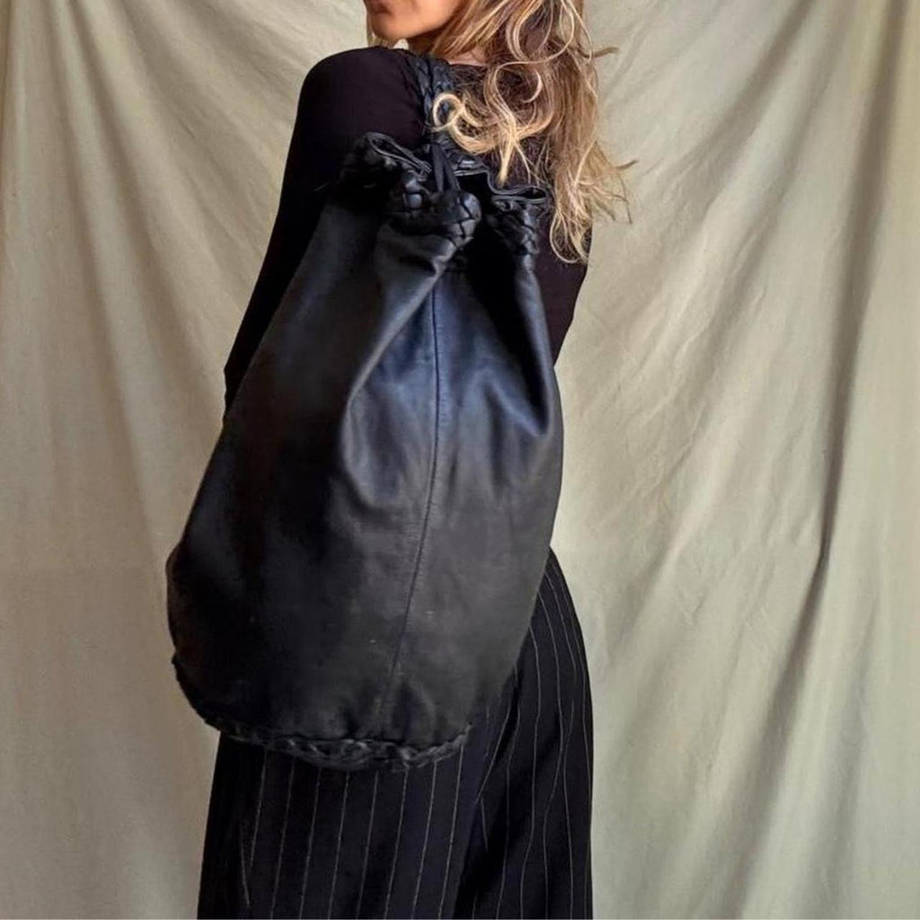 Vintage 90s Large Leather Duffle Bag