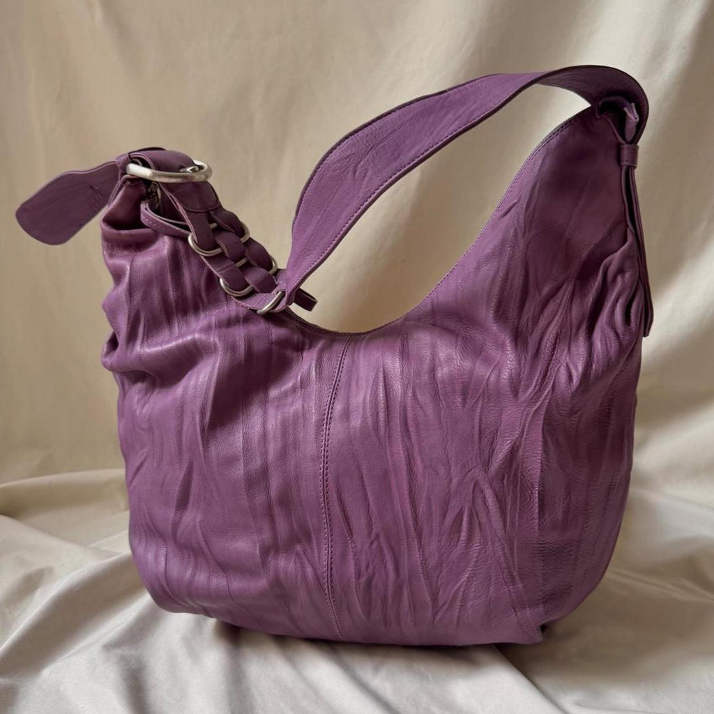 Vintage Purple Leather Crossbody Bag