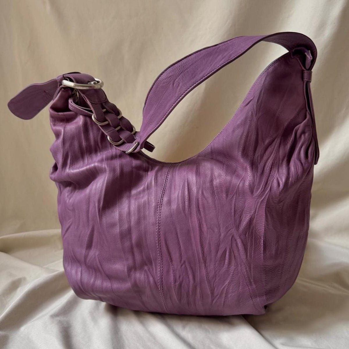 Vintage Purple Leather Crossbody Bag