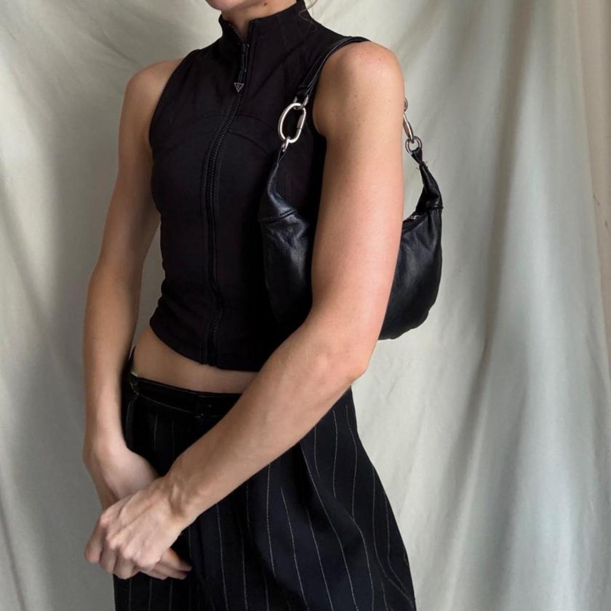 Y2K mini leather bag with carabiners