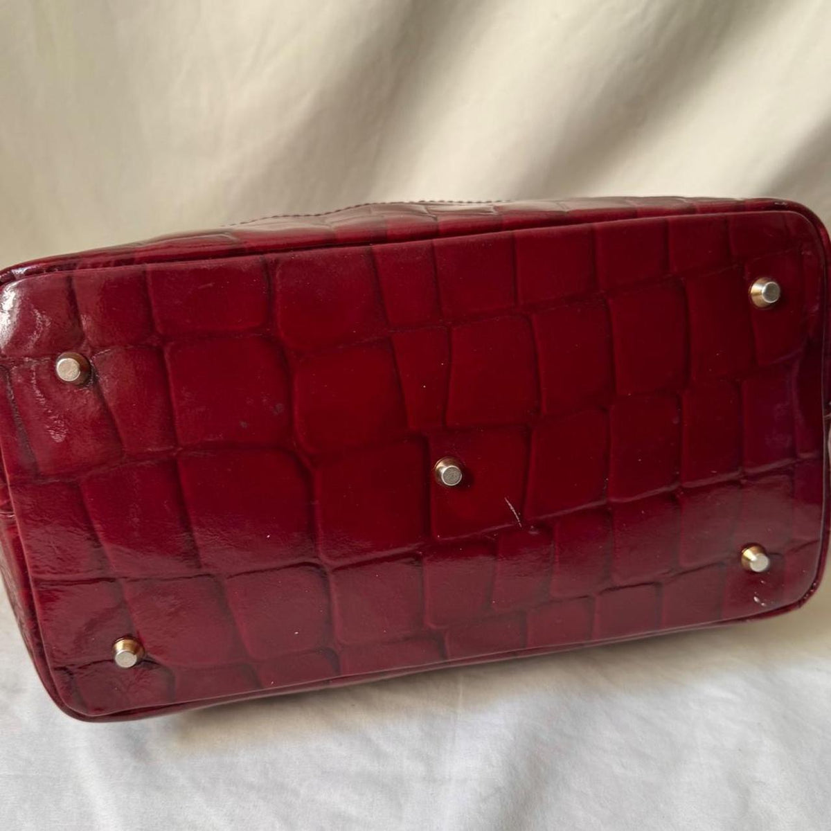Vintage Red Patent Heart Tote Bag