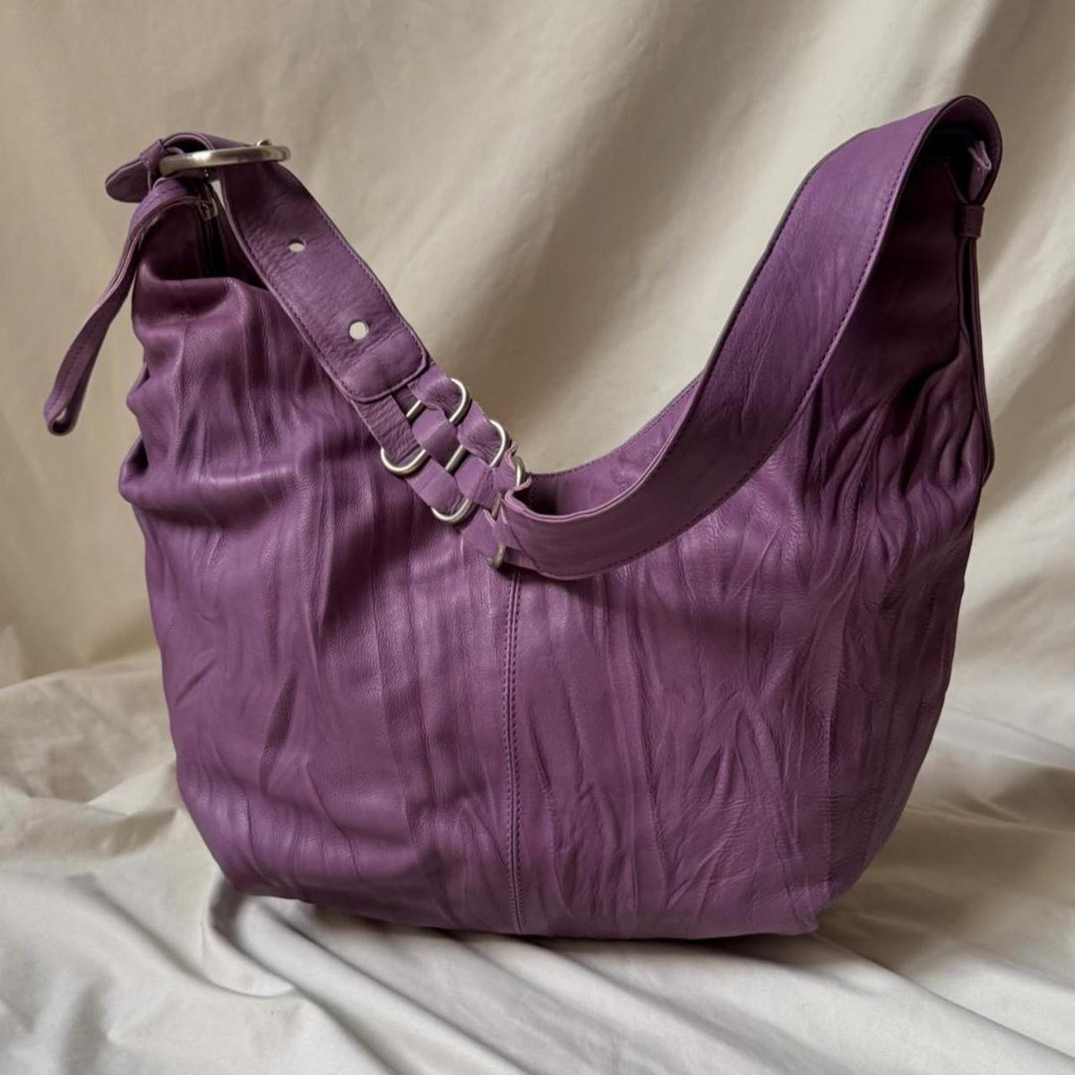 Vintage Purple Leather Crossbody Bag