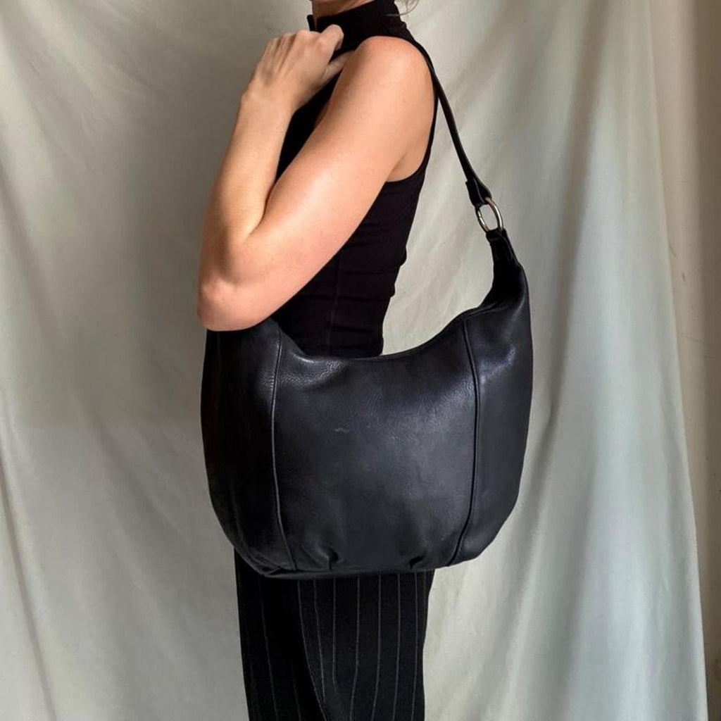 Y2K Leather crescent moon shaped shoulder bag