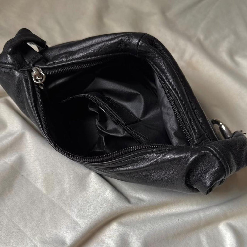 Y2K mini leather bag with carabiners