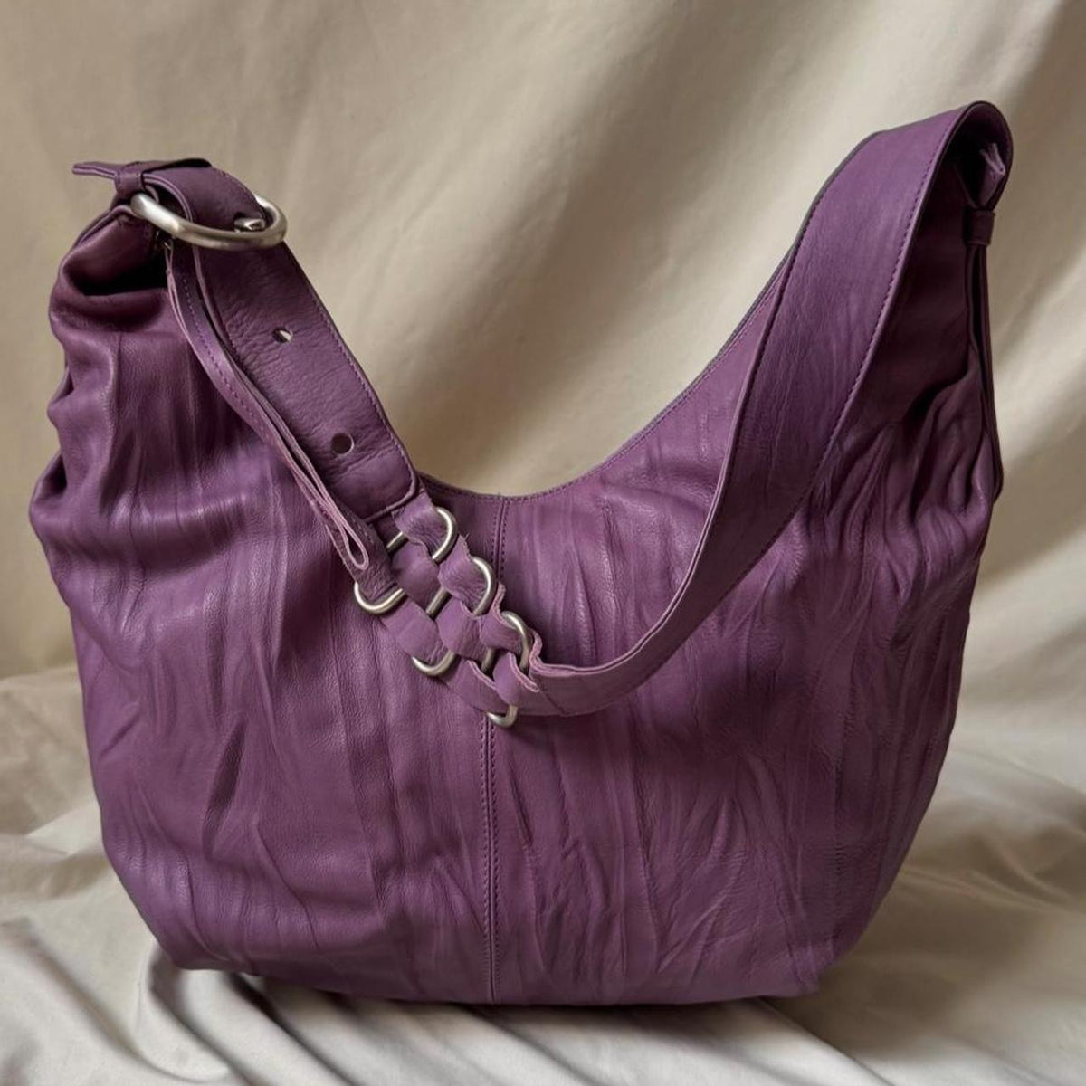 Vintage Purple Leather Crossbody Bag