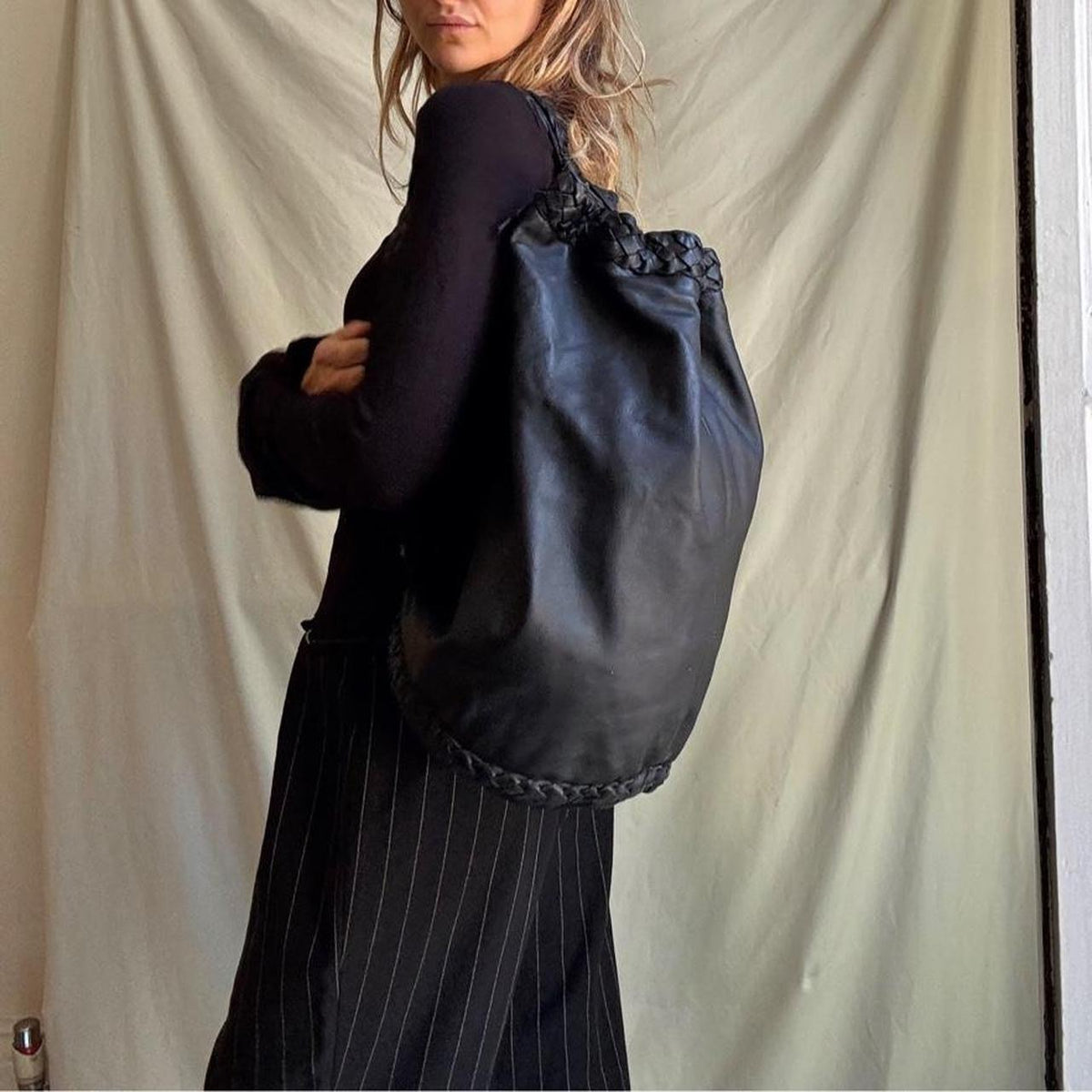 Vintage 90s Large Leather Duffle Bag