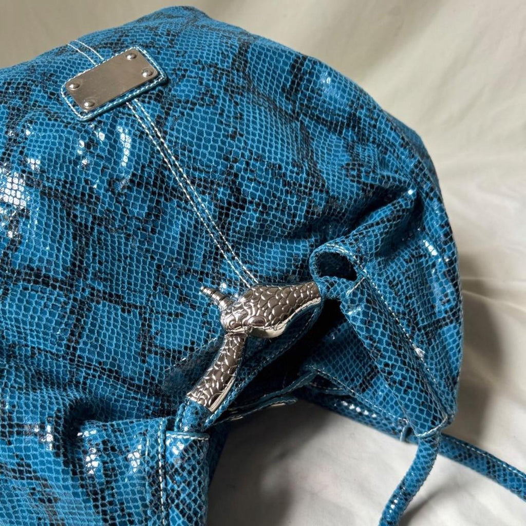 Y2K Oversized Faux Leather Mock Croc Hobo Bag