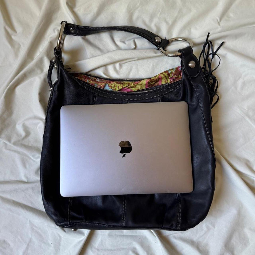 Vintage Y2K Black Leather Hobo Bag
