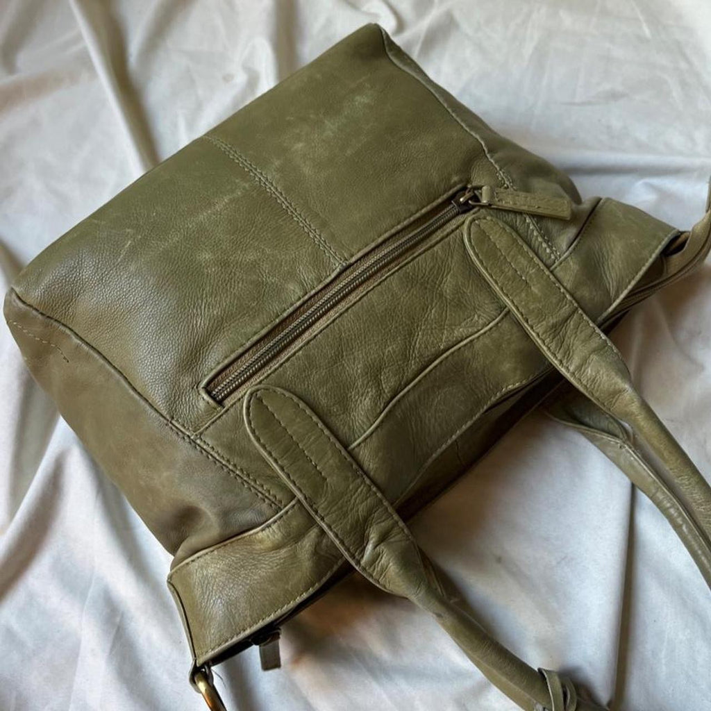 Vintage Pale Green Leather Mini Hobo Bag
