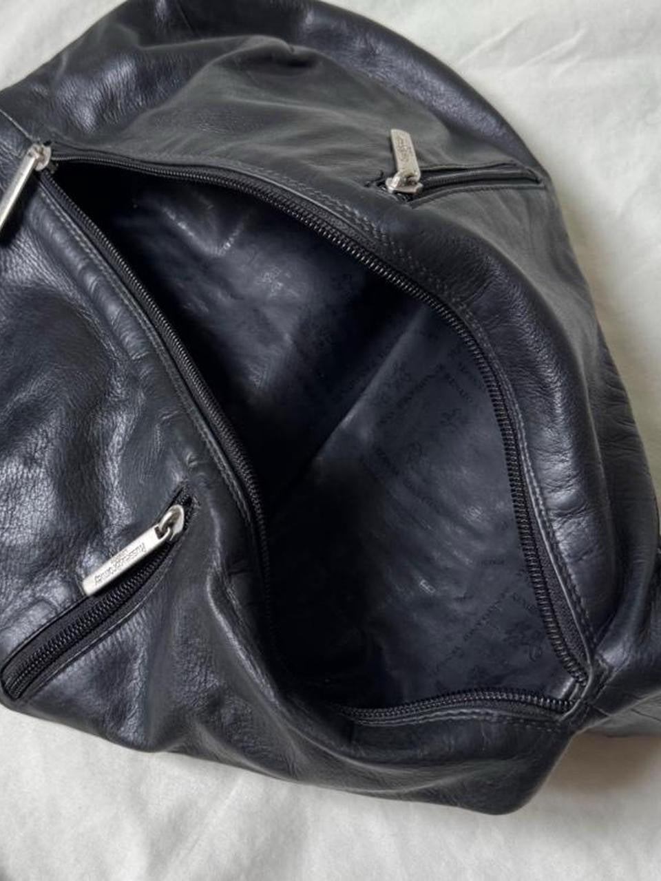 Vintage Black Leather Crossbody Sling Bag