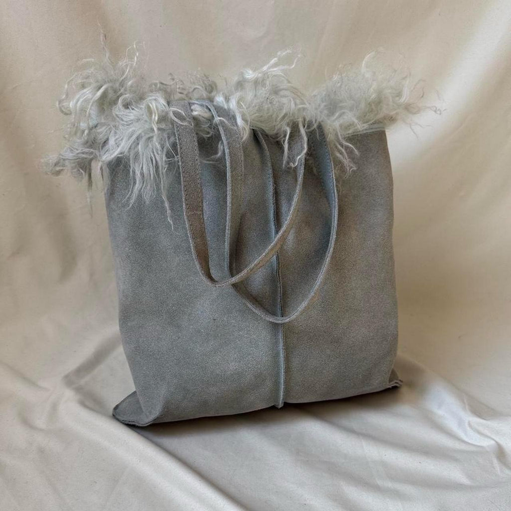 Vintage Suede & Mongolian Fur Tote Bag