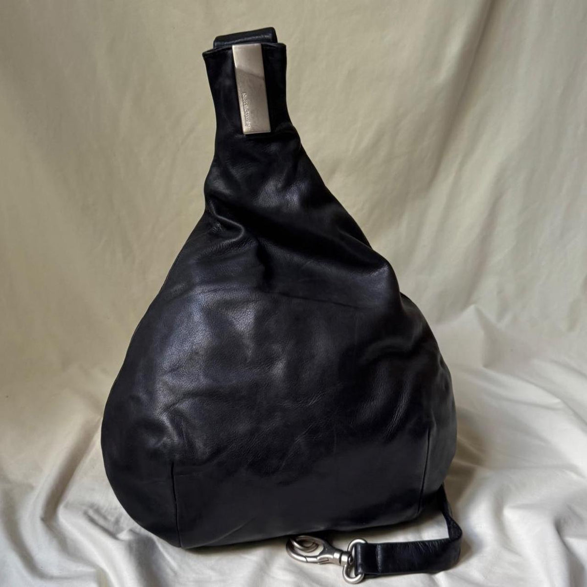 Vintage Black Leather Crossbody Sling Bag