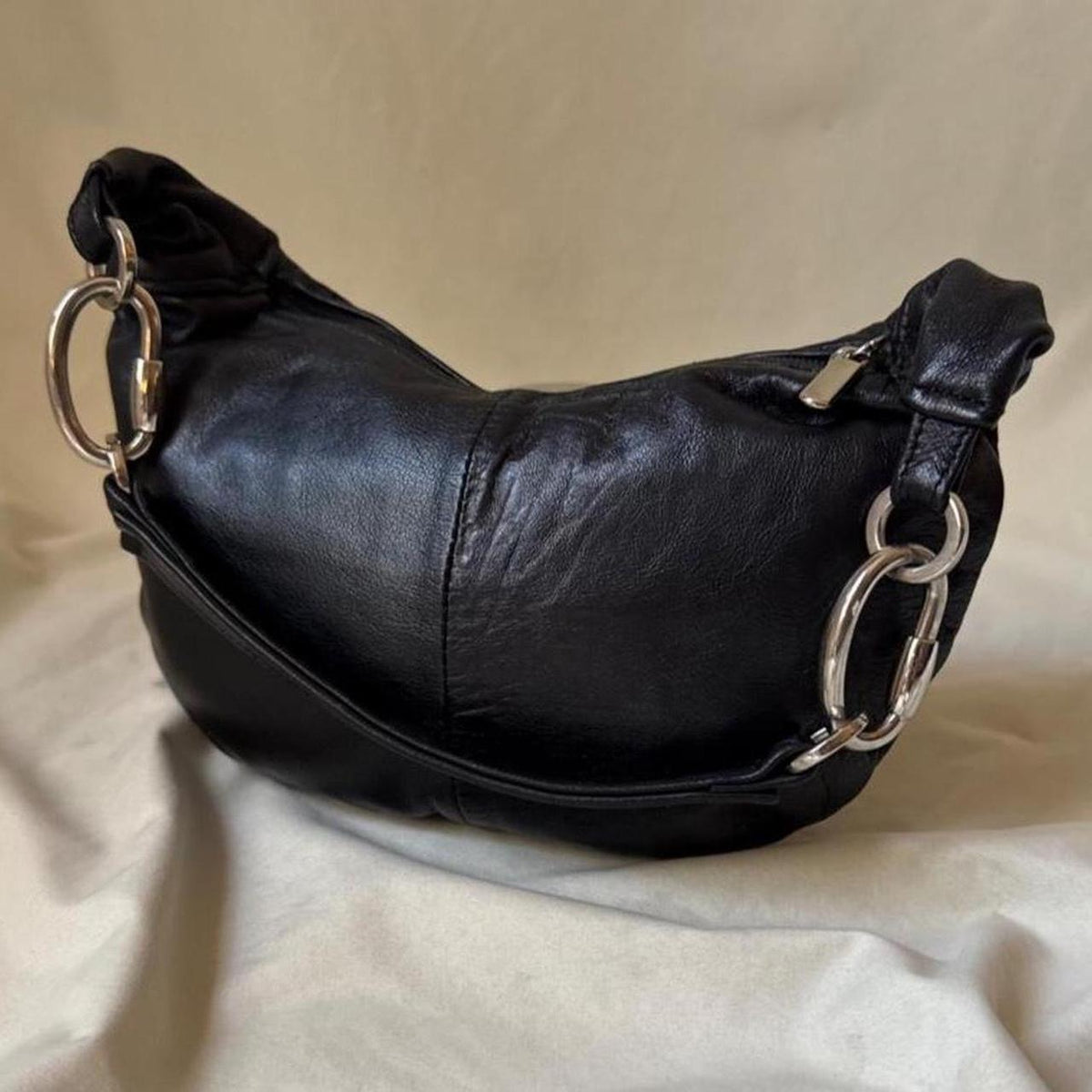 Y2K mini leather bag with carabiners